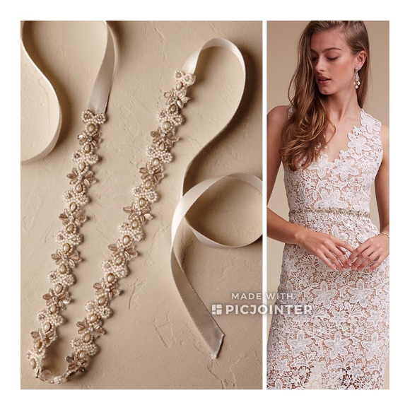 Anthropologie Accessories - BHLDN Pearl Sash Bridal Lakshmi Belt Wedding